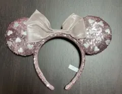 ミニーカチューシャ　ハート刺繍ピンク