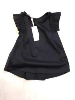 新品リナシメント◆可愛いデザイン＆シルエット！黒コットンストレッチブラウス！XSのサムネイル