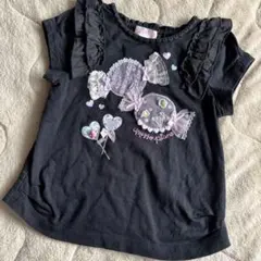 黒いフリル付きTシャツ 110cm