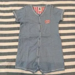 【美品】 プチバトー 半袖ロンパース 12m/74cm ブルー細ボーダー　ミラレ