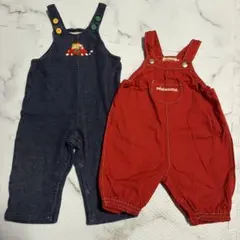 ミキハウス オーバオール ロンパース2枚セットのサムネイル