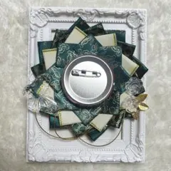 ロゼット 54mm~57mm 推し活 痛バ デコ 蝶 緑 グリーン