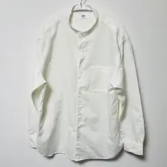 UNIQLOコットンリネンスタンドカラーシャツ　ホワイト 白 長袖