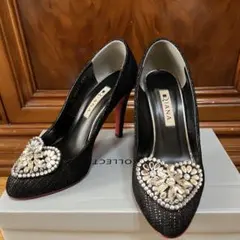 DIANA デニム　ツイード　ハートビジュー　パンプス