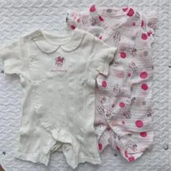 ディズニーベビー　60-70サイズロンパース2点セット バースデイ　ミニー　甚平