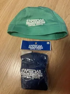 セントラルスポーツ紺色L. グリーンM水泳帽