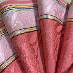 正絹　博多織　全通半幅帯《ライン リボン　花》のサムネイル