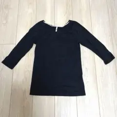 レディース　七分丈Tシャツ　黒　ブラック　Mサイズ　シンプル　無地　ロンT