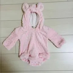 うさぎ耳付きピンクベビー着ぐるみ 70cm くろわっさんす　べべ