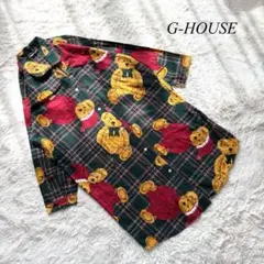 K2【G-HOUSE】パジャマ　ロング丈　上のみ　クマ　クリスマス　みどり　M