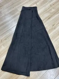 aquagarage フレアロングスカート 黒ブラック LL 美品
