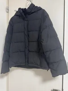 GU ブラック フード付きダウンジャケット L