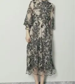 パーティドレス　お呼ばれワンピ　ロングワンピース　お呼ばれ　結婚式　レース　花柄