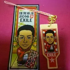 EXILE AKIRA 新春羽子板ストラップ、千社札セット