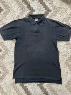 NIKE ポロシャツ ブラック M ワンポイント 刺繍 シンプル 古着ストリート