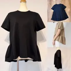 23区 コンパクトポンチペプラムカットソー トップス 38 黒のサムネイル