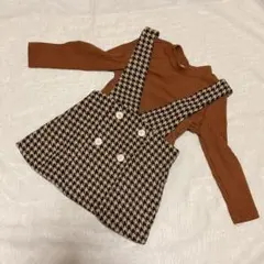 SHEIN チェック柄サロペットセット 9-12M