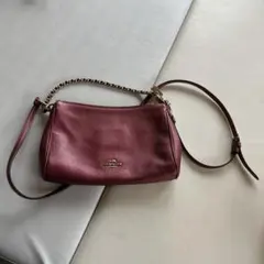 COACH バーガンディ レザー ショルダーバッグ