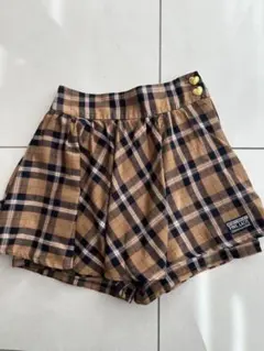 PINK-latte ベージュ系チェック ショートパンツ　150cm 美品
