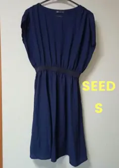 SEED シード ネイビー 半袖 ワンピース　S