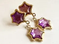 年代物 コスチュームジュエリー 紫ピンク 揺れるvintageイヤリング