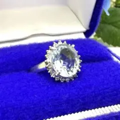 ヴィンテージ 透かし細工 プラチナ アクアマリン3.22ct ダイヤモンド 