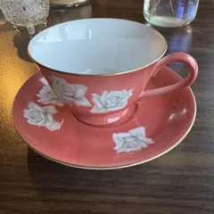 オールドノリタケ　カップソーサー　ピンクローズ　昭和レトロ　美品