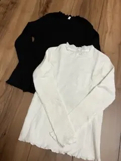 GU 長袖カットソーメロウ 120cm 黒 白 2枚セット