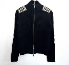 美品Burberry London ノバチェックブラックジップ
