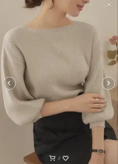 新品未使用　ＸＬ　CHAN ME チャンミ　パフスリーブリブニット　ぽわん袖