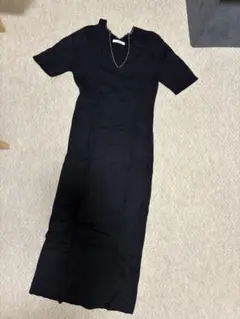 【極美品】emmi atelier ラメライン リブニットワンピース 1 黒