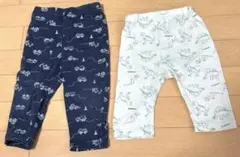 80 ズボン　petit main 車柄、COJIKA 恐竜柄　2着セット