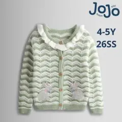 26SS JojoMamanbébé　うさぎ カーディガン 春 羽織り　4-5Y
