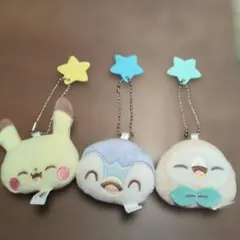 ポケピース ピカチュウ・ポッチャマ・モクロー マスコットキーホルダーセット