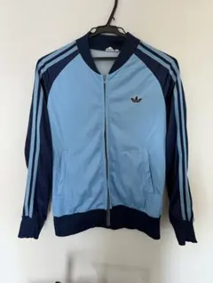 60〜70s adidas ジップアップジャケット 水色/ネイビー