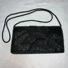 ショルダーバッグ クラッチバッグ 黒 総ビーズ