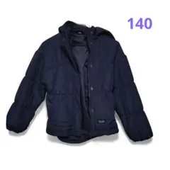 140ネイビー中綿コート フード付き