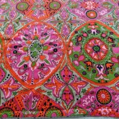 ビンテージ生地サイケネオンパッチワークハンドメイドカラフルレトロ