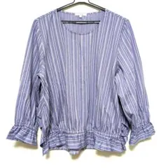✨️新品未使用✨️Hush Puppies ストライプ フリル長袖シャツ LLのサムネイル