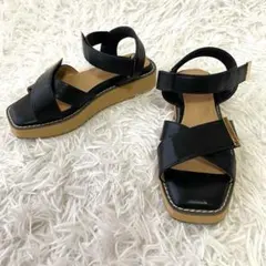 美品✨HK WORKS LONDON サンダル ストラップ クロス ブラック
