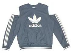 n*o様 adidas アディダス トレフォイルプリント オフショルダー スウェ