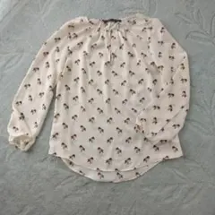 ZARA BASIC 鳥プリント 長袖ブラウス　Mサイズ　ポリエステル100%のサムネイル