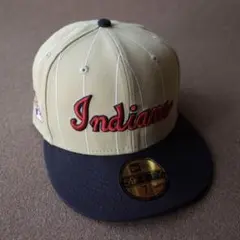 NEW ERA ニューエラ　MLB インディアンス キャップ　ピンストライプ