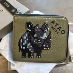 ATAO 二つ折り財布 zoo サイ　オリーブ 刺繍 ATAO 二つ折り財布 zoo サイ オリーブ 刺繍 - メルカリ