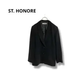 【ST.HONORE】スーツ　ジャケット　メンズ　刺繍　ライン　ブラック　M