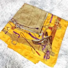 【絹100%】LANCEL ランセル　ショール チェーン　シルク　ゴールドのサムネイル