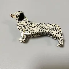 犬型ヘアクリップ 白黒斑点