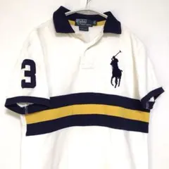 ポロバイラルフローレン ビッグポニー ポロシャツ 白紺黄 大きめ XS