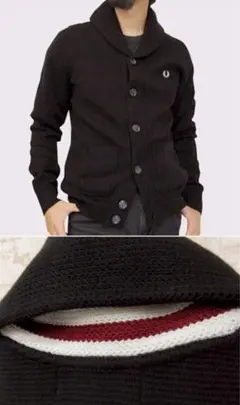 FRED PERRY ブラック カーディガン XS