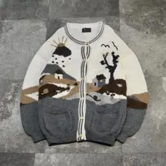 古着 刺繍 アルパカ ニットブルゾン デザインニット ニット セーター ニット